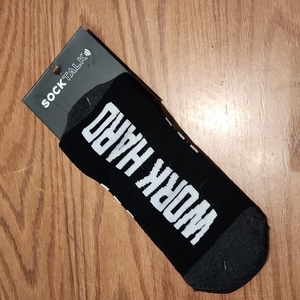 Sock talk work hard New